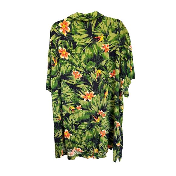 KS Island Men's Green Birds of Paradise Tropical Hawaiian Camp Shirt Size 5XL - Picture 4 of 4